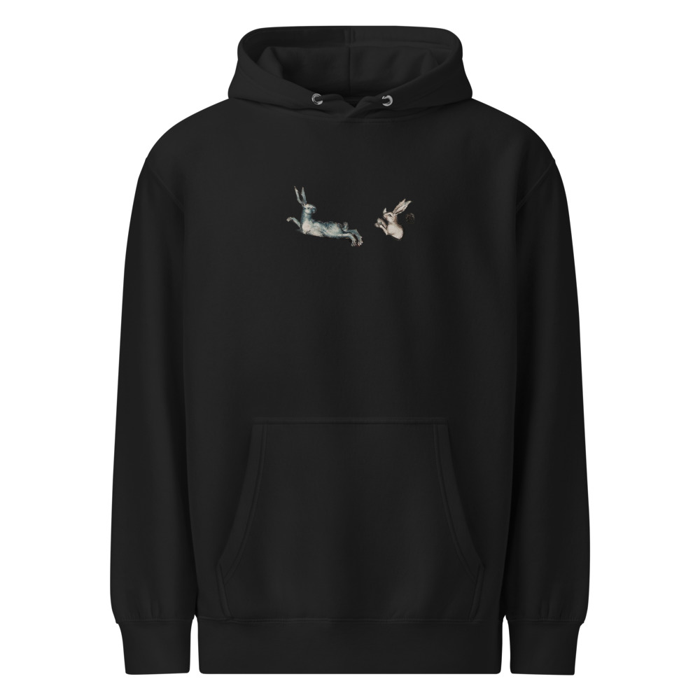Rabbit Duo on Obsidian Pullover Hoodie